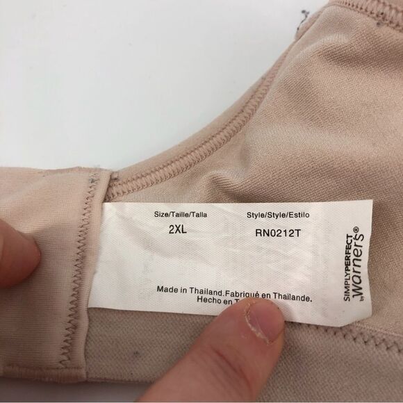 Warners Simply Perfect Wireless Bra 2XL Beige Nude RN0212T - Picture 8 of 11